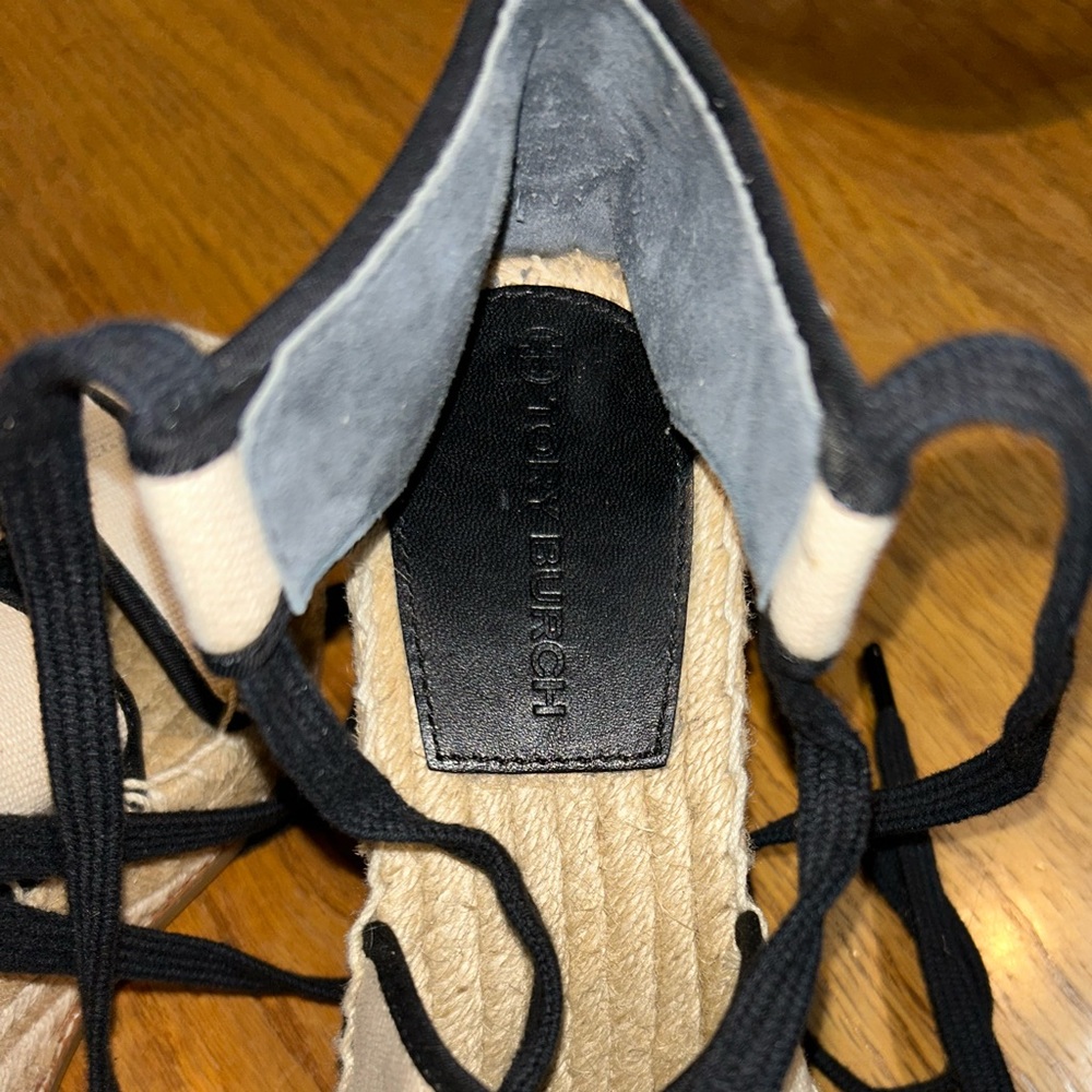 Tory Burch Color Block Canvas Ankle Tie Wedge Espadrille Shoes Size 8 **GORGEOUS - Picture 13 of 16